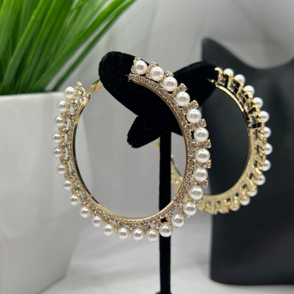 Pearl & Rhinestone Fashion Earrings